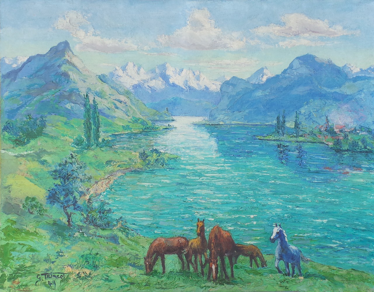 Pâturage et lac - 1949